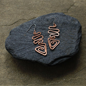 Vertical Copper Sculptural Earrings