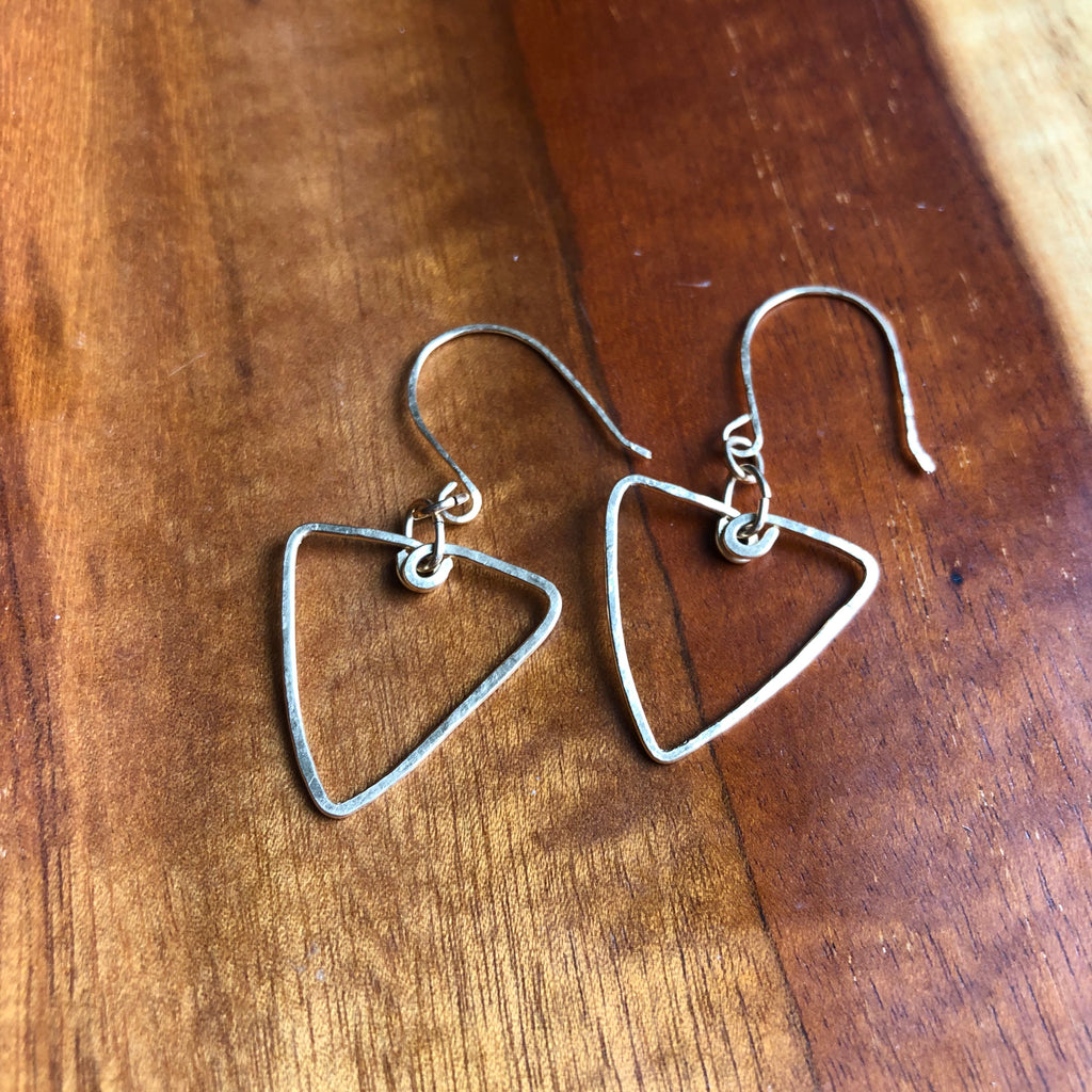 Small Gold Triangle Earrings