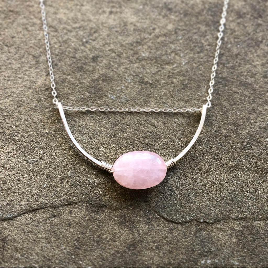 Silver Arc with Rose Quartz