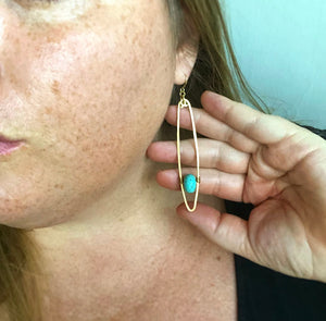 Long Brass Pods with Turquoise