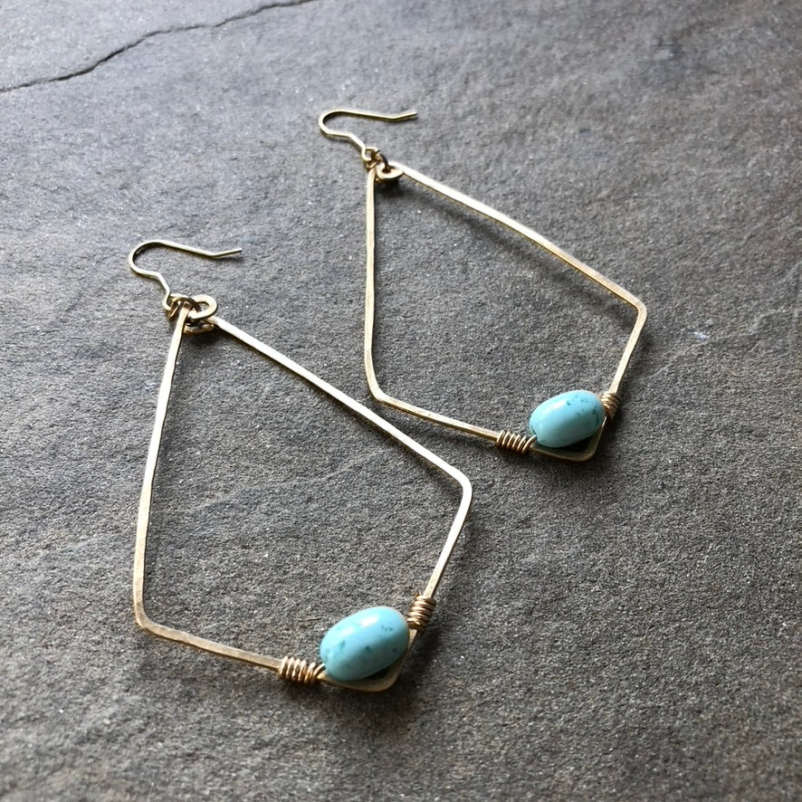 Big Brass 'Diamonds' with Vintage Speckled Beads
