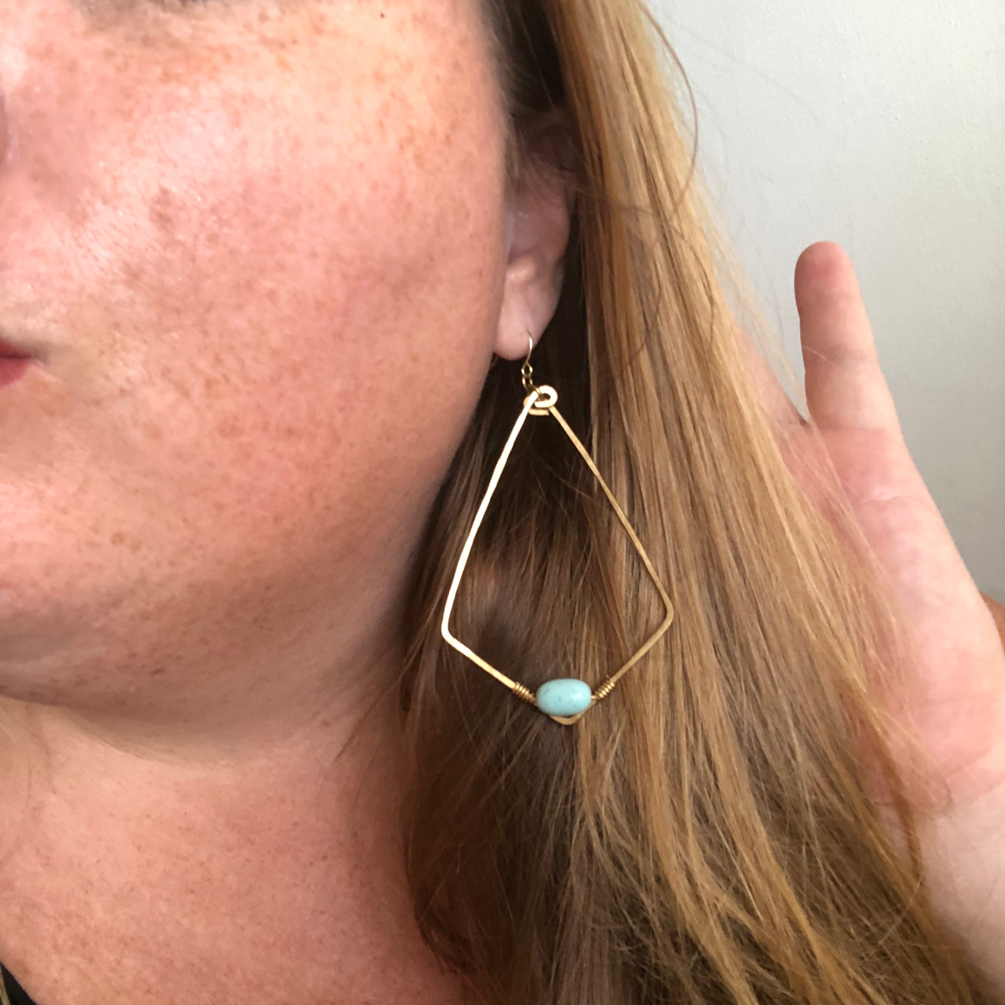 Big Brass 'Diamonds' with Vintage Speckled Beads