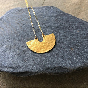 Dappled Brass Fan Necklace