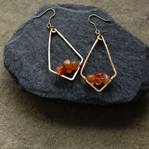 Brass 'Diamonds' with Frosted Carnelian