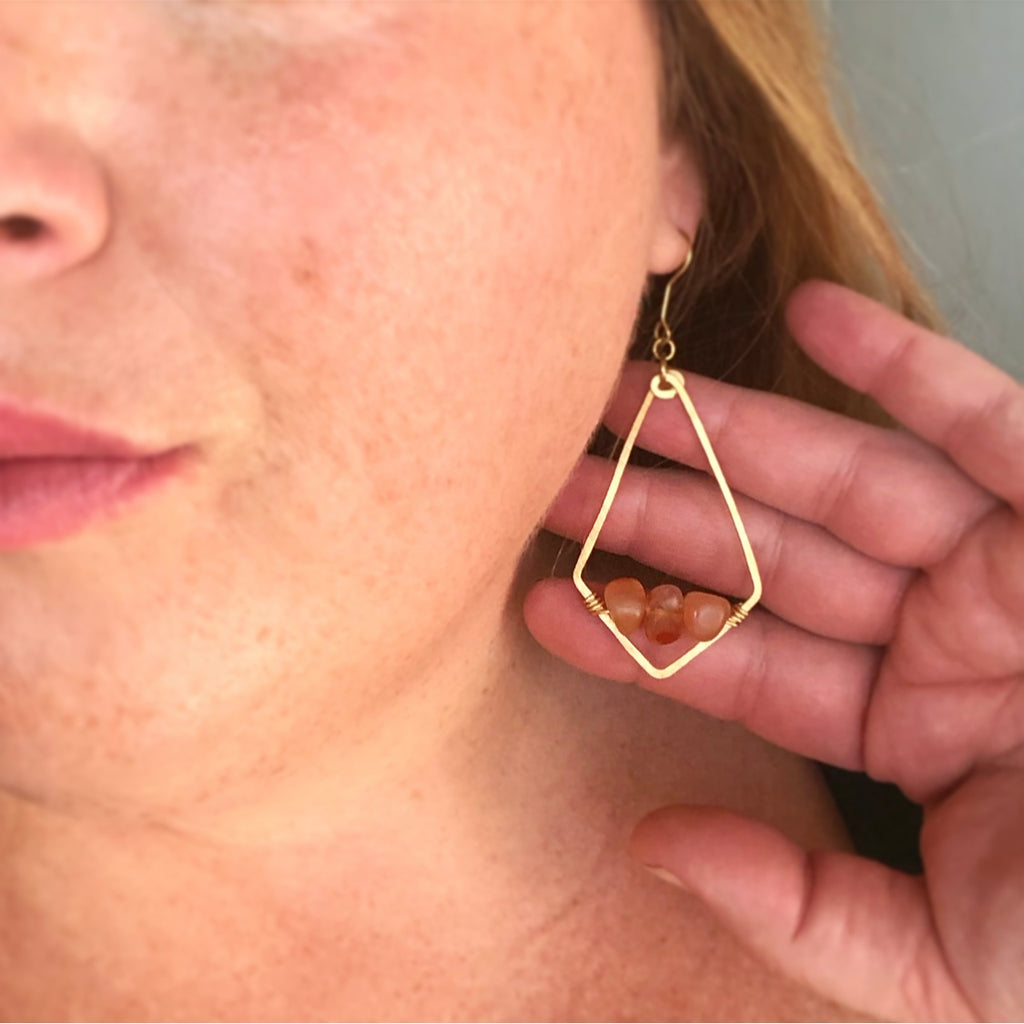 Brass 'Diamonds' with Frosted Carnelian