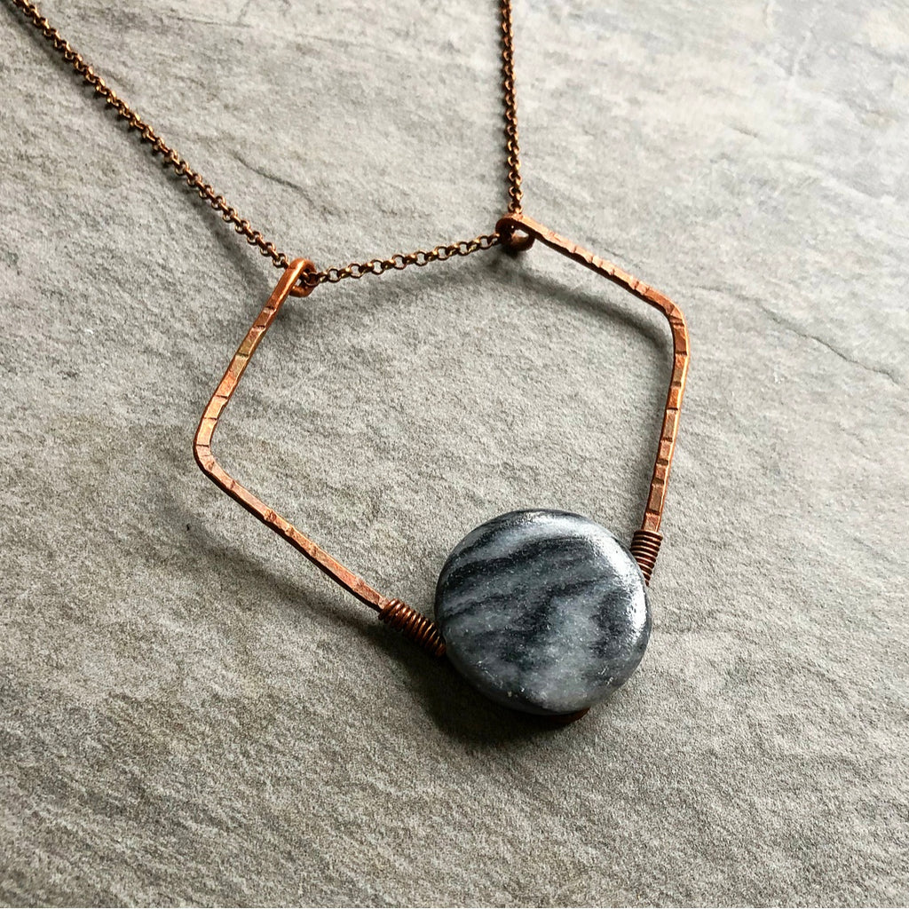 Gray Jasper Moon Crystal Shield