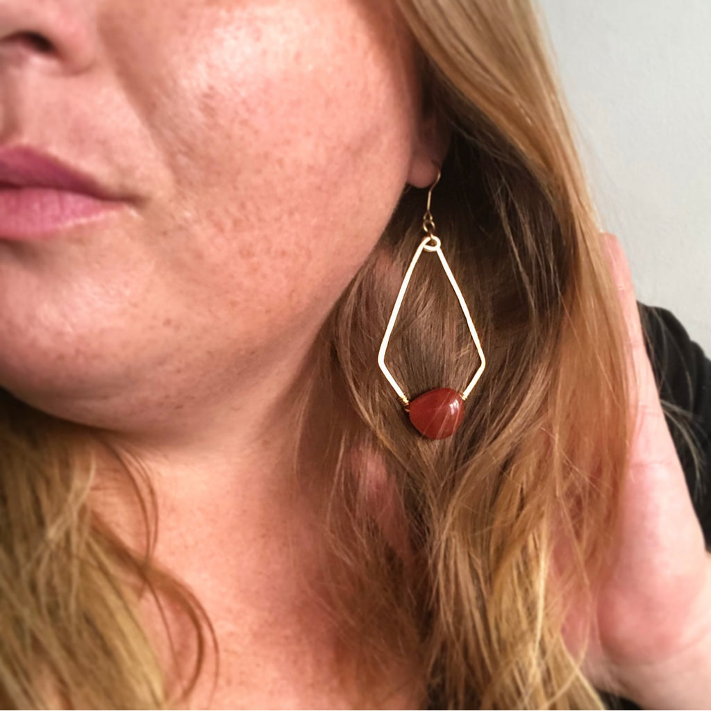 Brass 'Diamonds' with unique carnelian glass