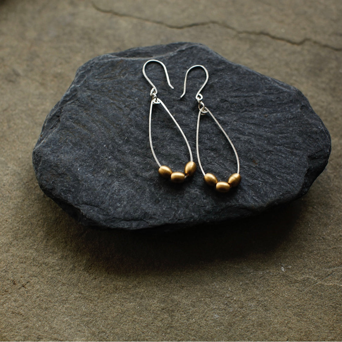 Silver Drops with Brass Beads