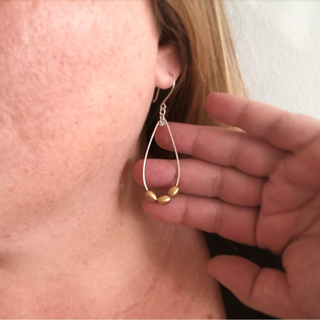 Silver Drops with Brass Beads