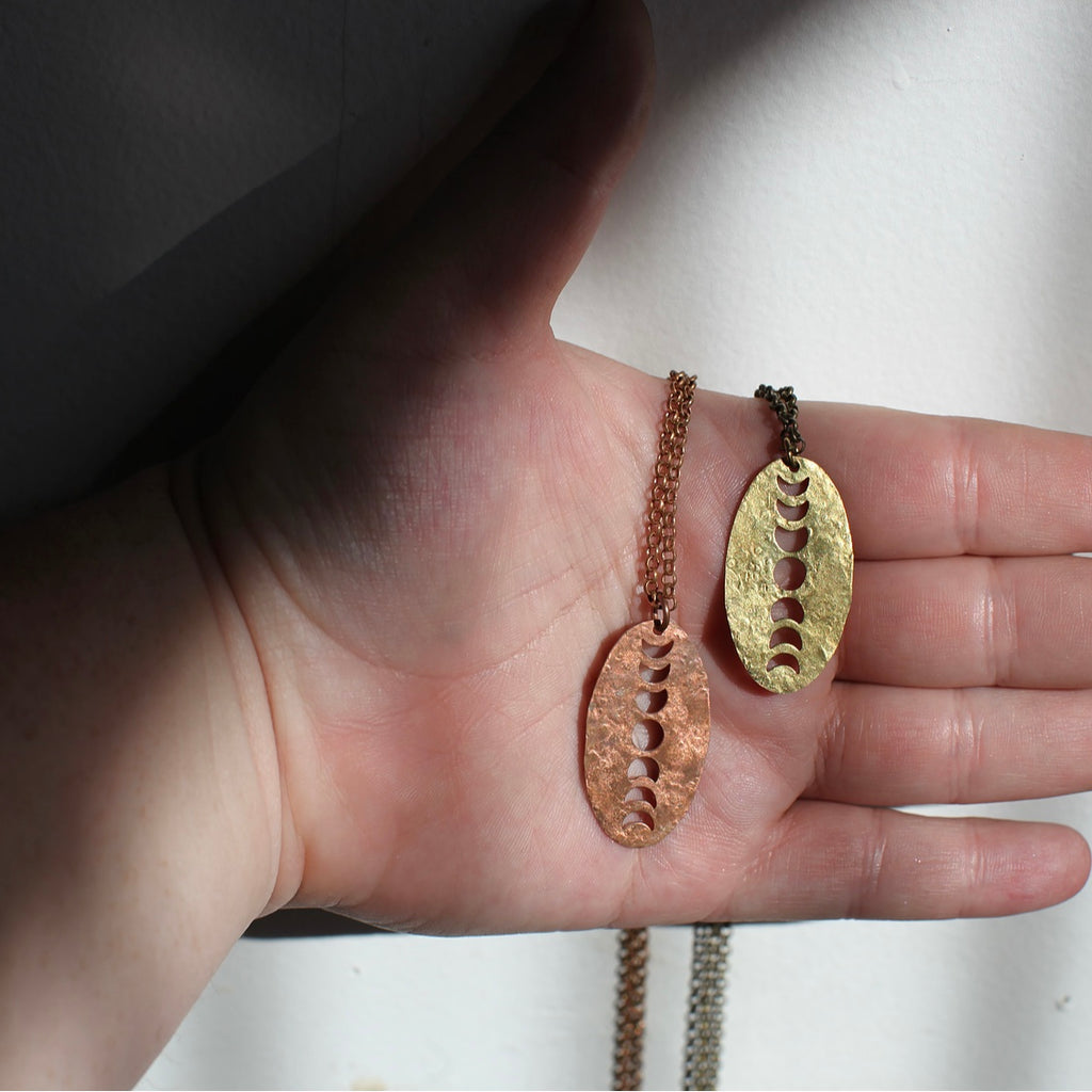 Phases of the Moon Oval Necklace