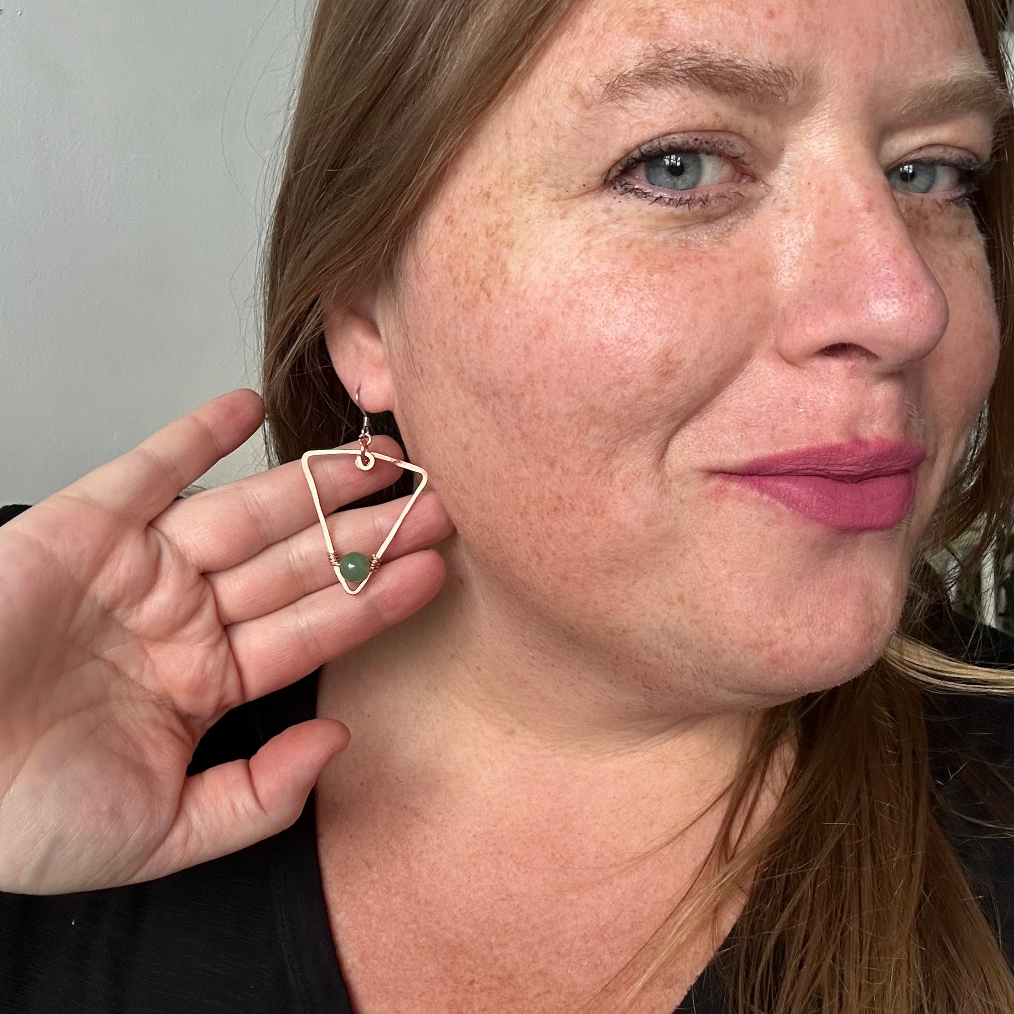 Green Aventurine Copper Triangles