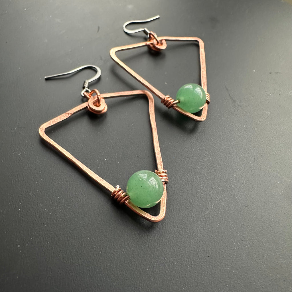 Green Aventurine Copper Triangles