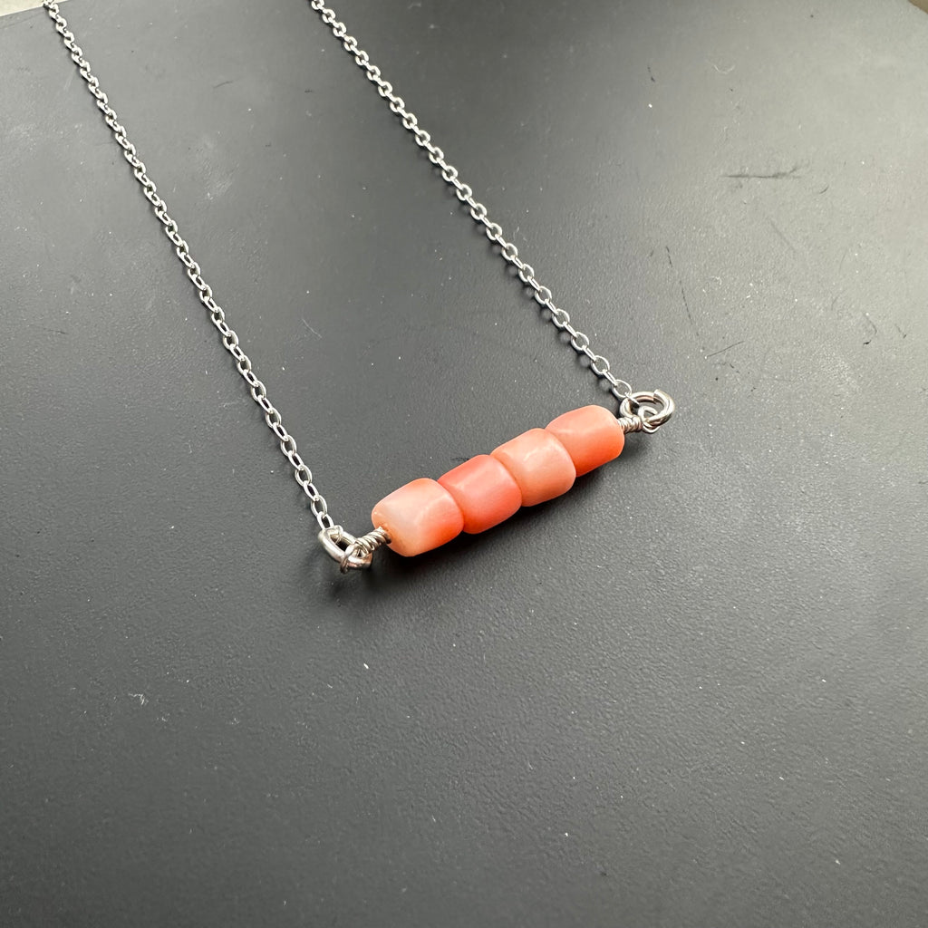 Vintage Coral Bar Necklace