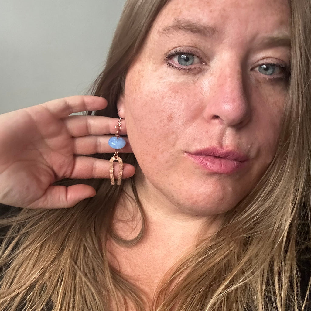 Copper Beauties with Bright Blue Vintage Bead