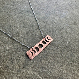 Bold Copper Phases of the Moon Bar Necklace