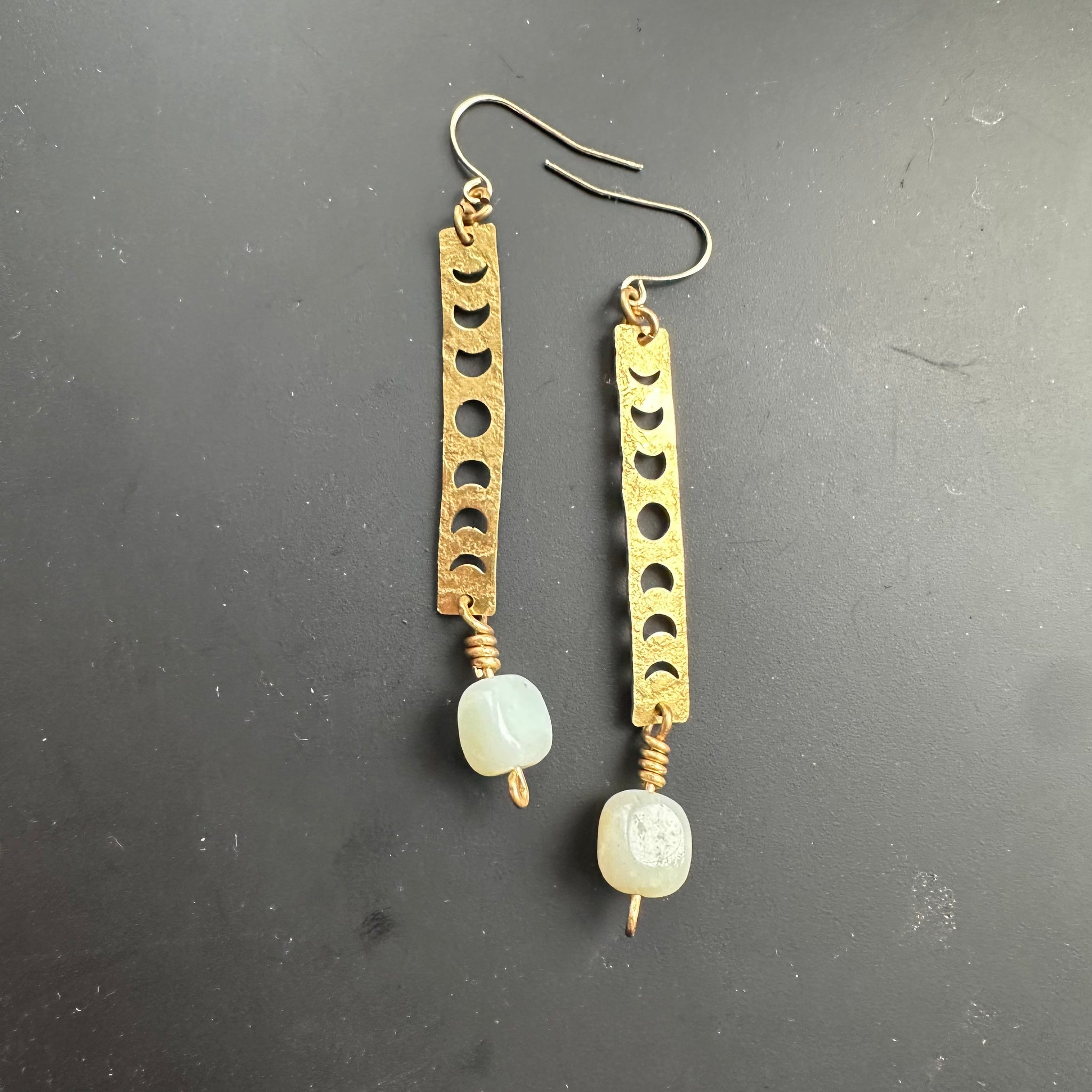 Phases of the Moon Earrings with Amazonite (Brass)