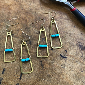 Brass Turquoise Triangles