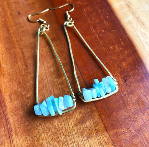 Brass + Amazonite Elongated Triangles