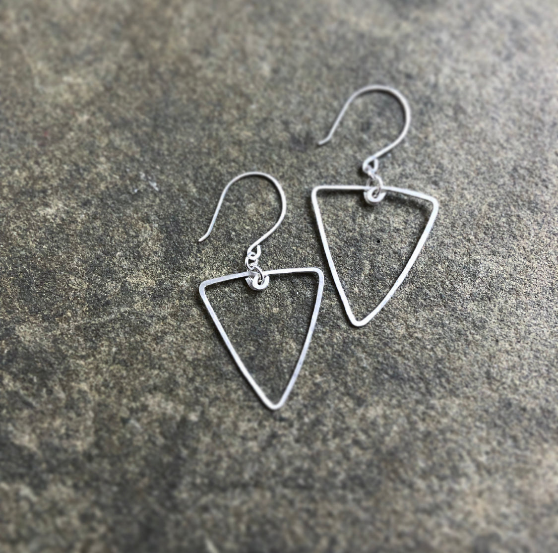 Hammered Silver Triangle Earrings