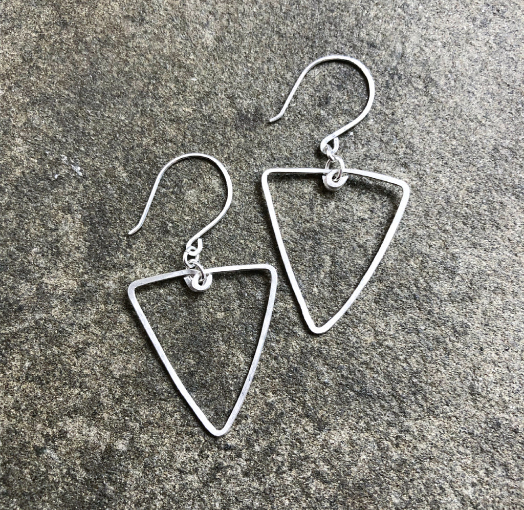 Hammered Silver Triangle Earrings
