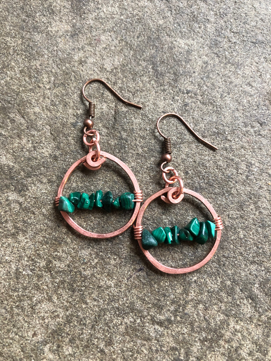 Copper Malachite Mini Hoops