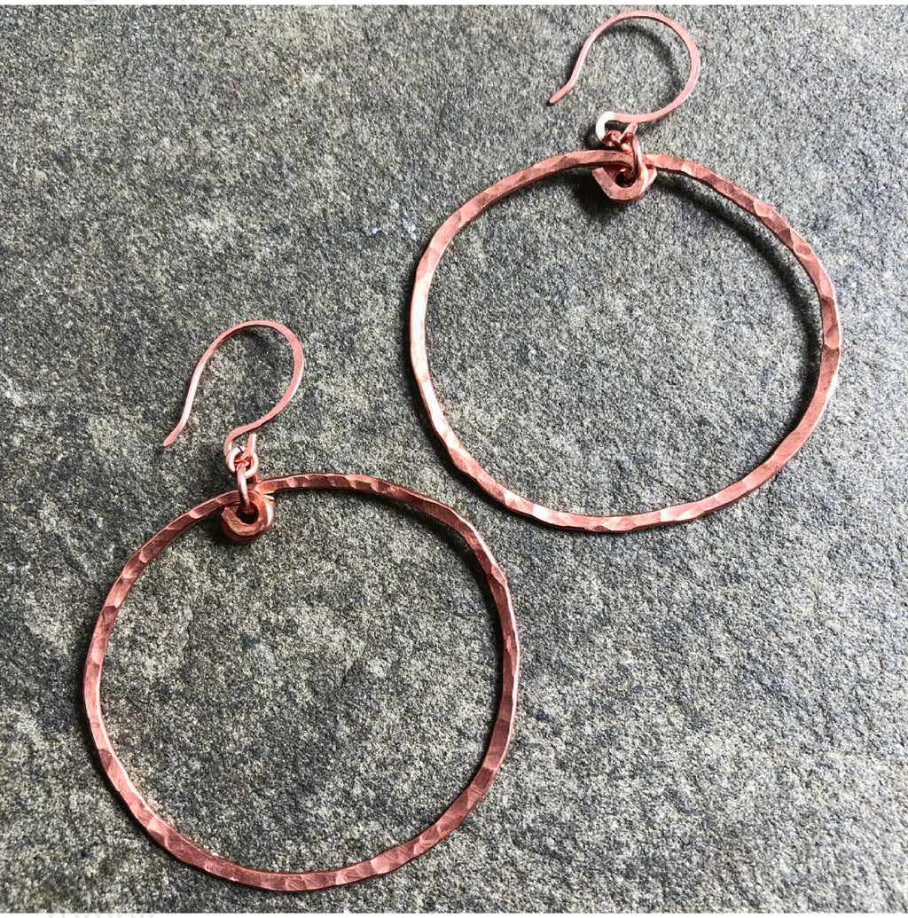 Hammered Copper Hoops
