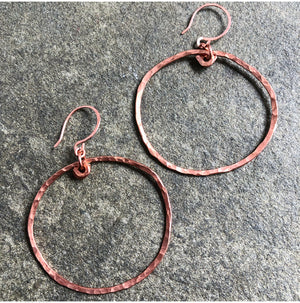 Hammered Copper Hoops