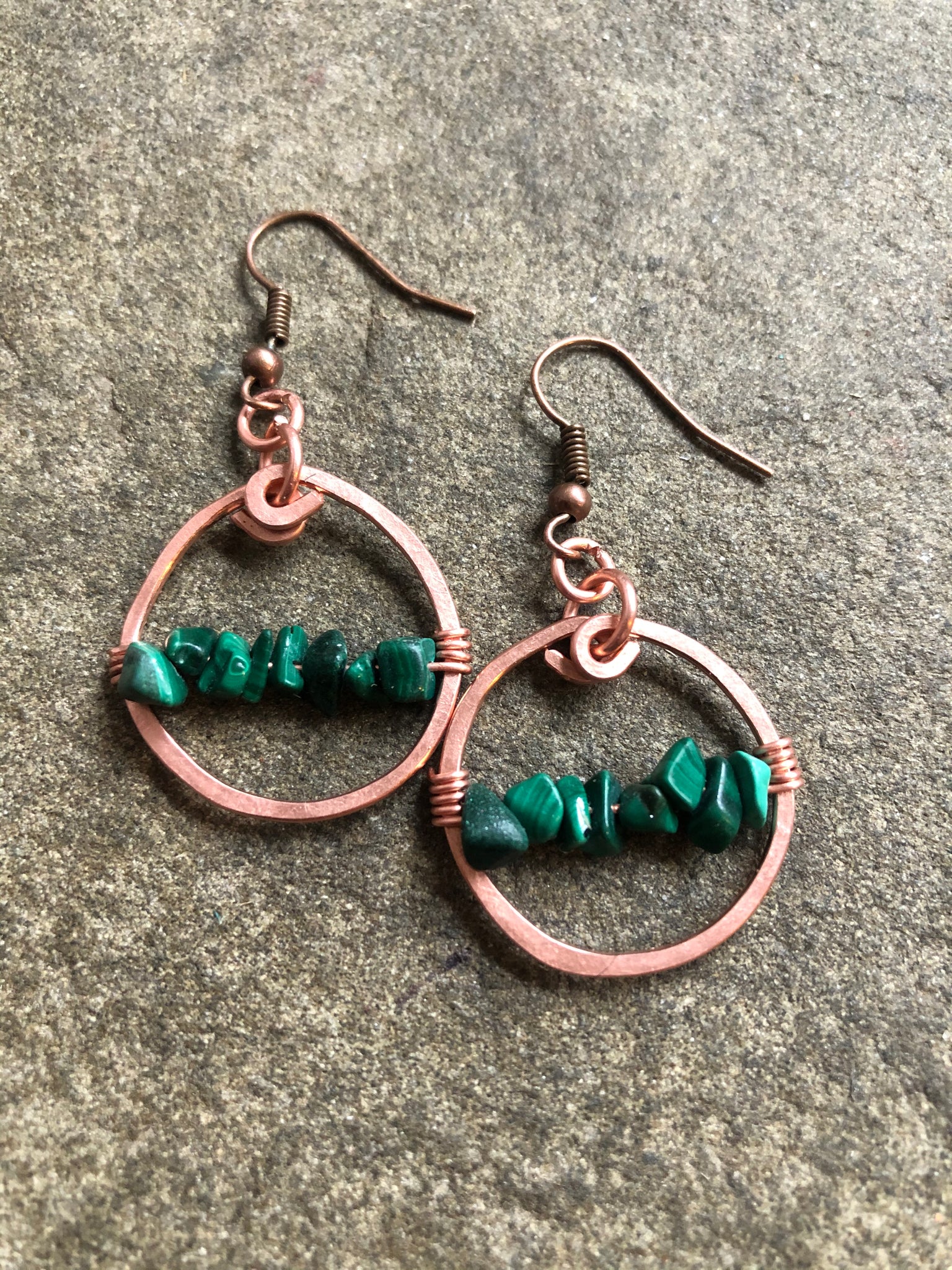 Copper Malachite Mini Hoops