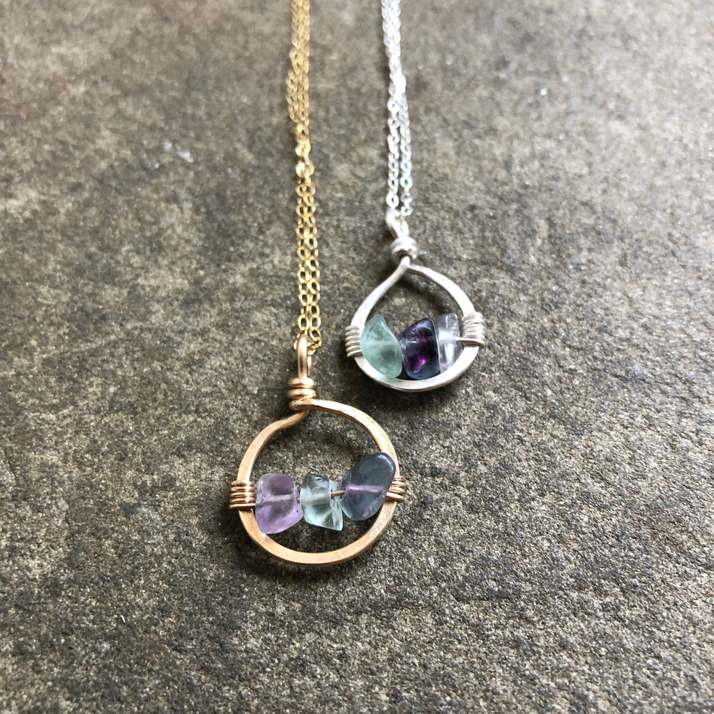 Dainty Fluorite Hoop Necklace