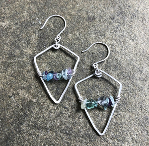 Bright Fluorite Silver Shield Earrings