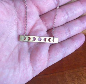 Brass Phases of the Moon Bar Necklace