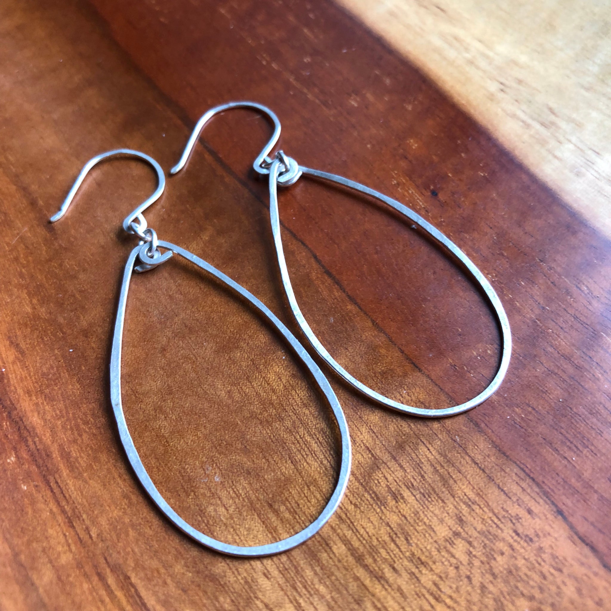 Large Oblong Silver Hoop Earrings
