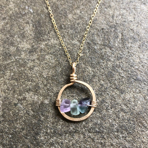 Dainty Fluorite Hoop Necklace