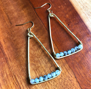 Brass + Amazonite Triangle Earrings