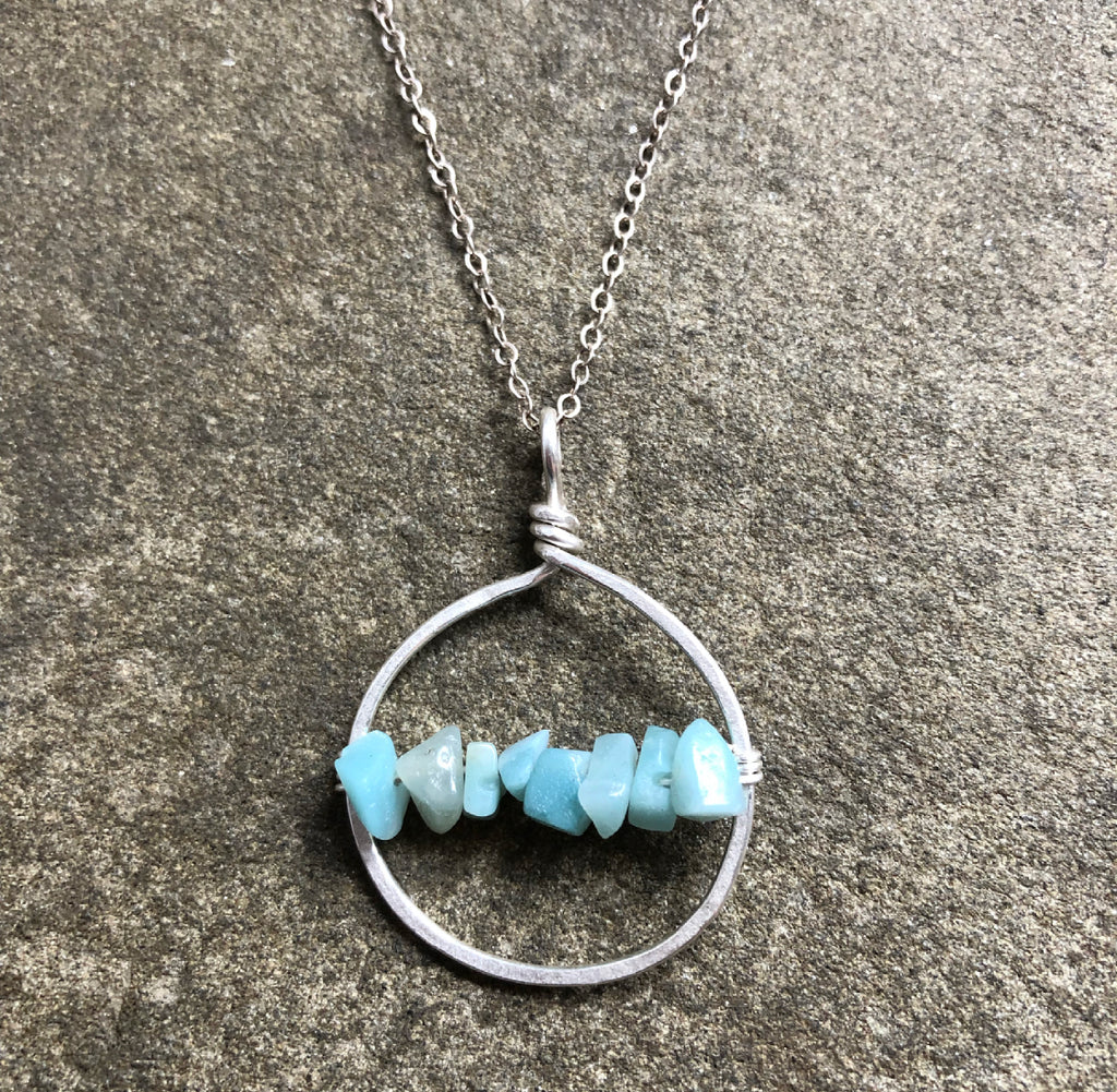 Silver Amazonite Hoop