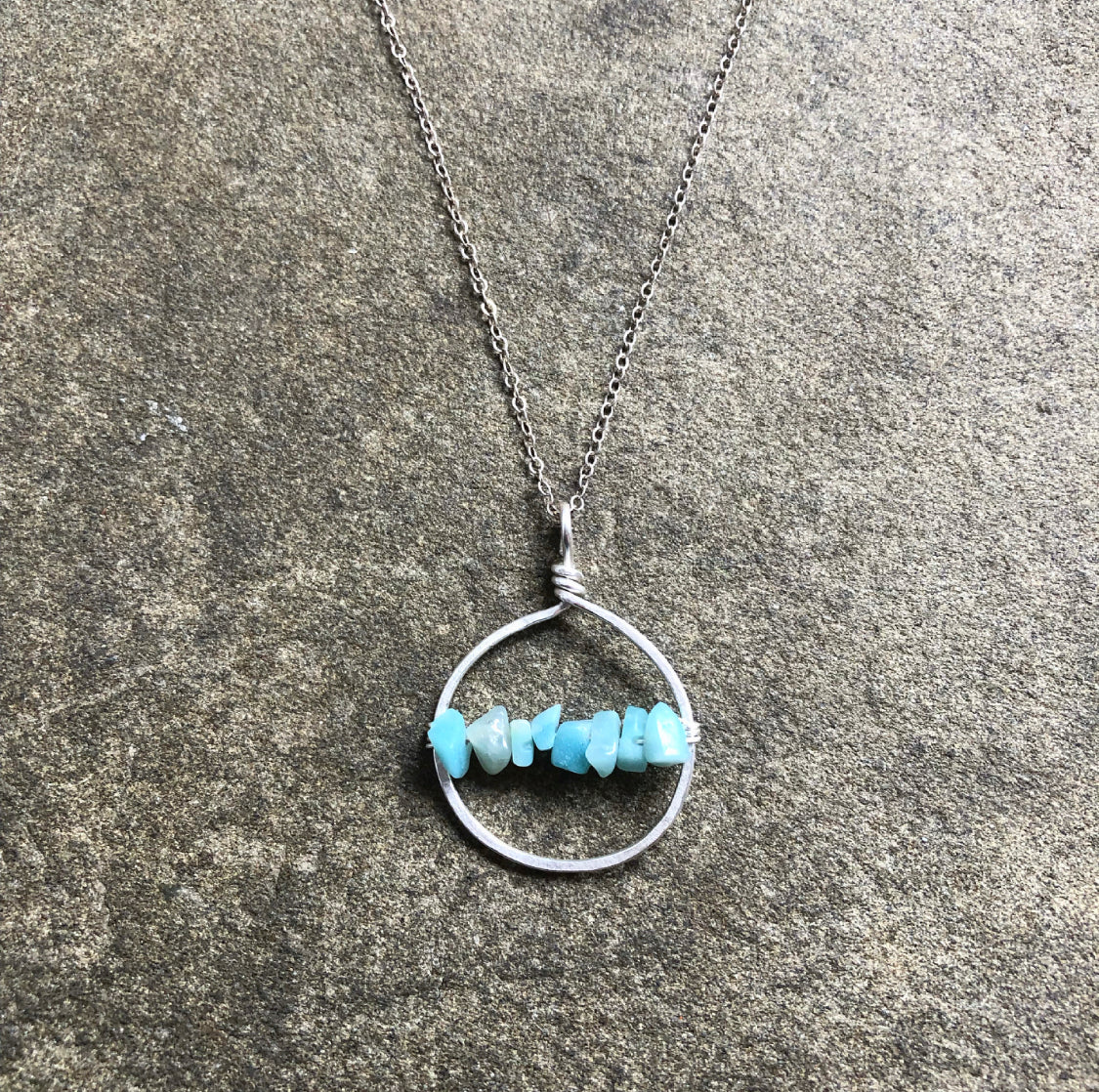 Silver Amazonite Hoop