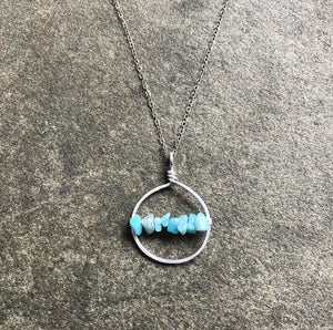 Silver Amazonite Hoop