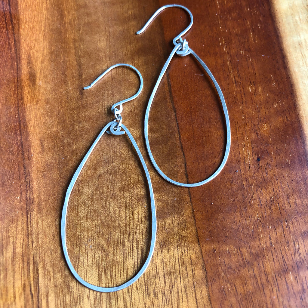 Large Oblong Silver Hoop Earrings