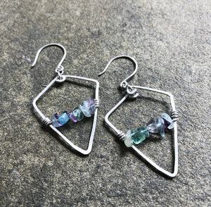 Bright Fluorite Silver Shield Earrings