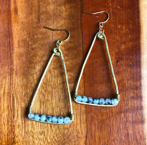 Brass + Amazonite Triangle Earrings