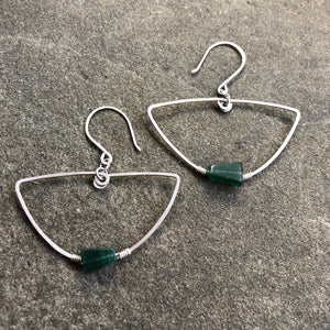 Sterling + Emerald Aventurine Earrings