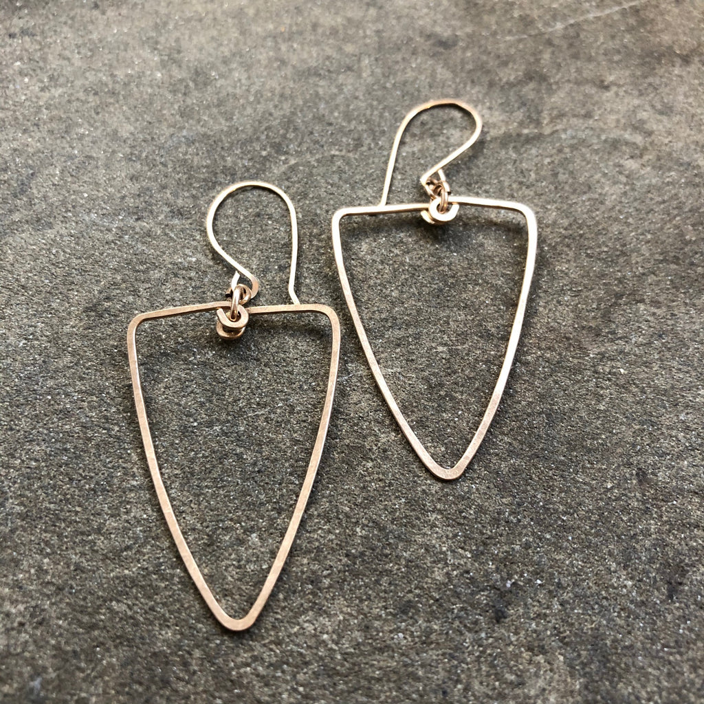 Sterling Silver or Gold Upside Down Triangle  Earrings