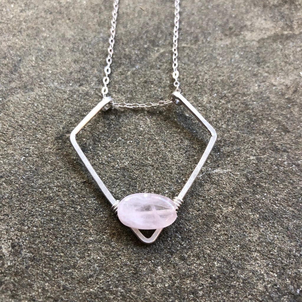 Silver Crystal Shield || Rose Quartz