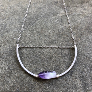 Large Silver Crescent || Amethyst