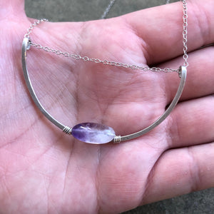 Large Silver Crescent || Amethyst