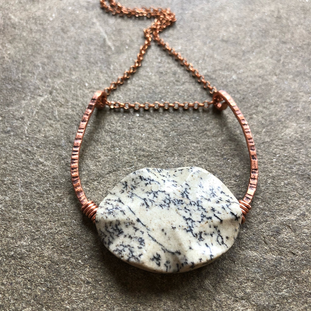 Textured Copper Horseshoe + Flecked Jasper