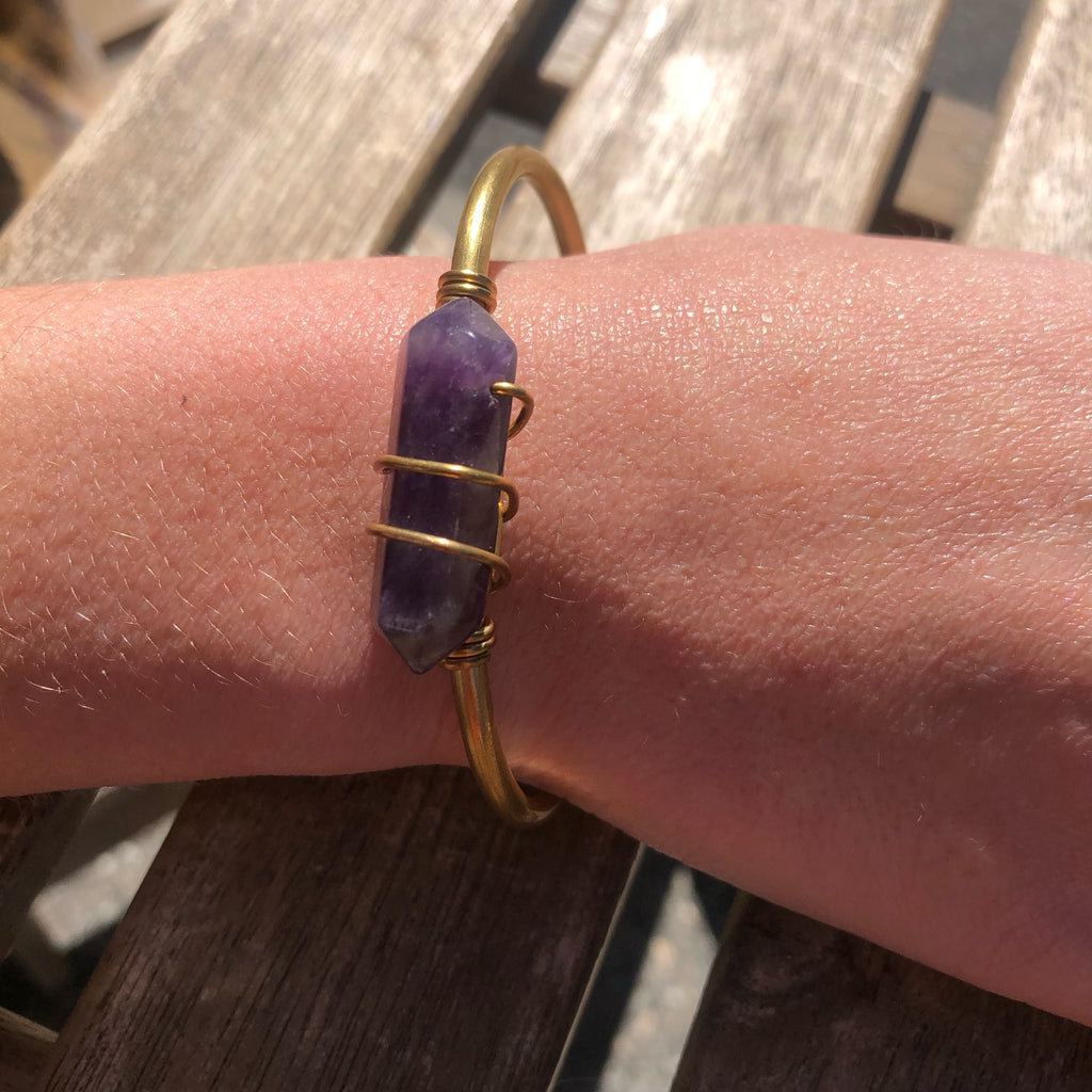 Double Point Amethyst Crystal Cuff