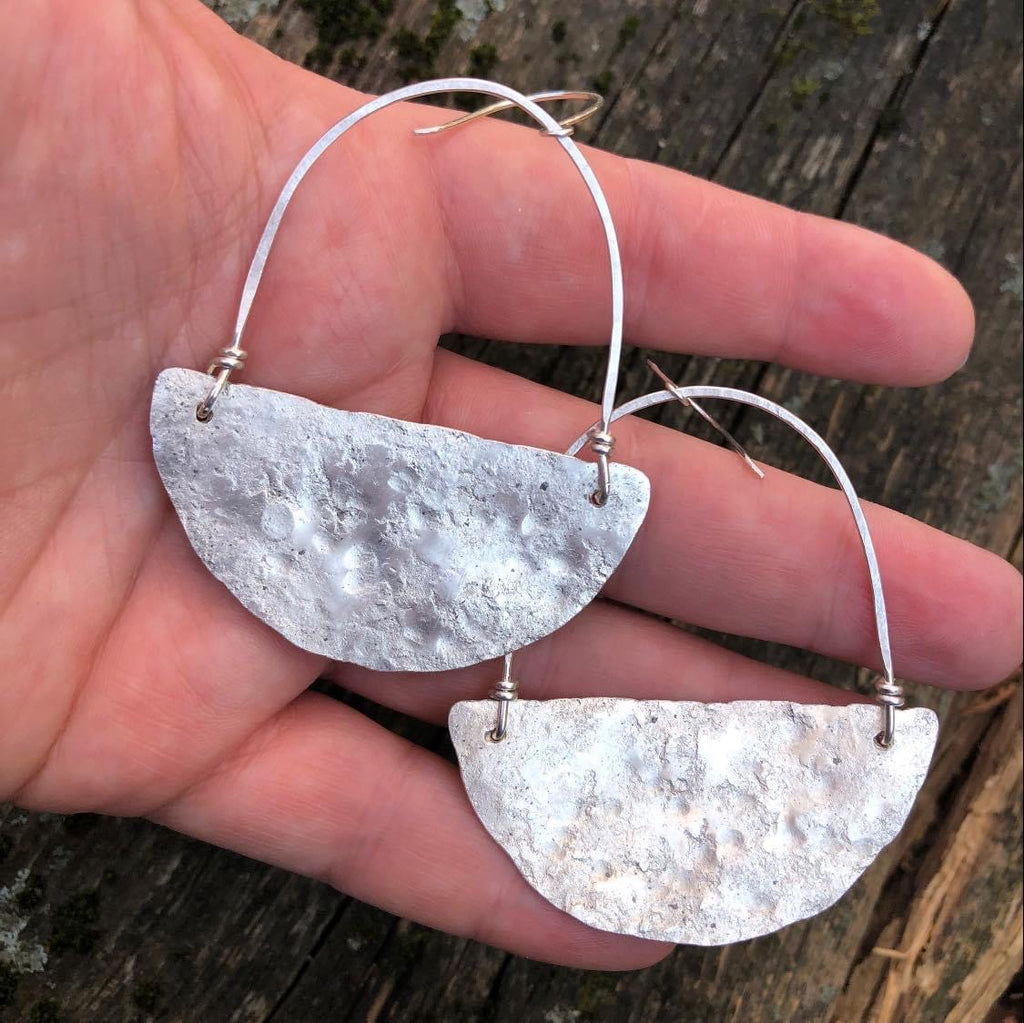 Floating Sterling Silver Half Moon Earrings