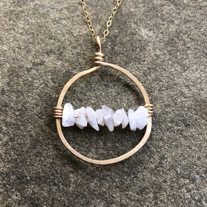 Gold Hoop || Rose Quartz