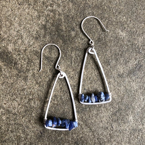 Sodalite + Silver Triangle Earrings
